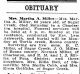 Martha A. Miller - Obituary